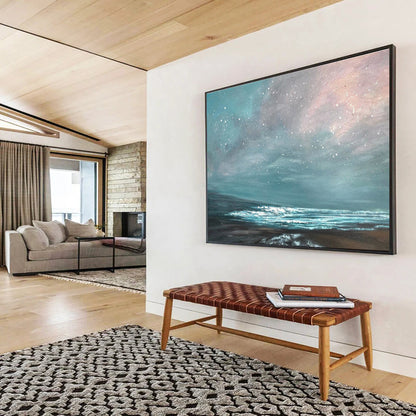 Pastel Starry Sky and Sea “Dreamy Dusk Tide” Painting On Canvas DKH106