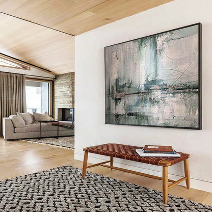 Urban Layers Gray and Teal Abstract Textures Painting On Canvas DKH178