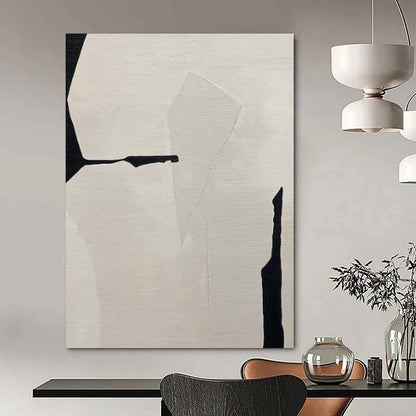 “Black & White Geometry 1” - Minimalist Abstract Painting On Canvas CT2248