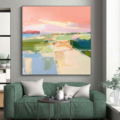 Pastel Landscape Abstraction, "Dreamy Horizons" - Abstract Landscape Painting CT0706