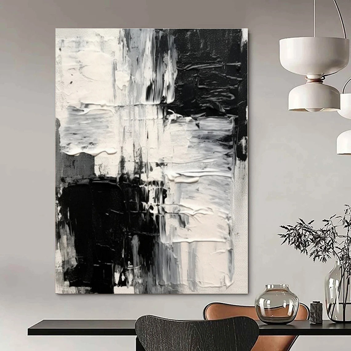 Monochrome Textured Chaos - Abstract Impasto Oil CT1248