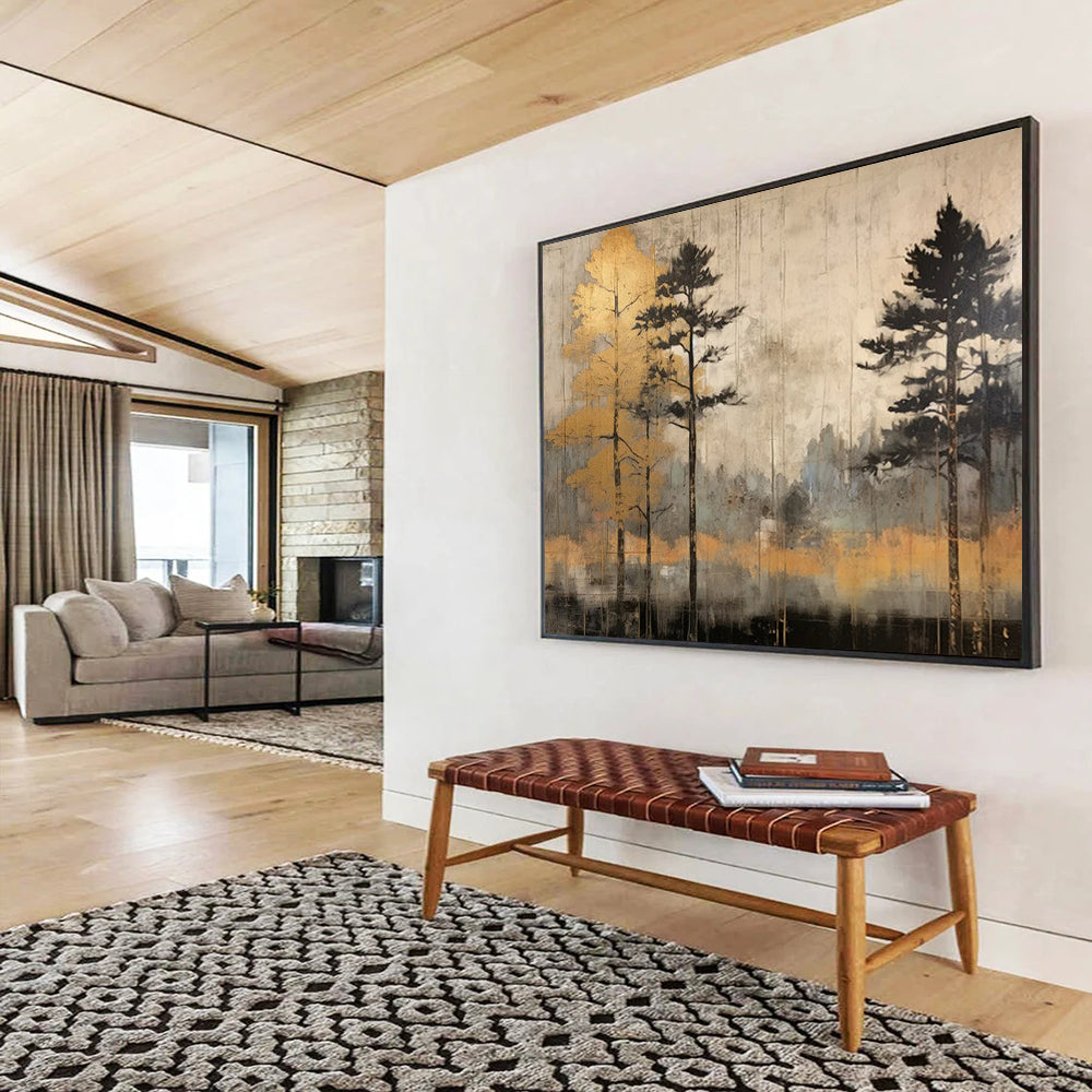 “Golden Forest Landscape” Nature - Inspired Painting On Canvas DLZ106