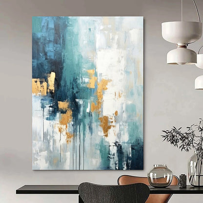 “Teal - Gold Urban Drizzle” – Abstract Expressionist Art CT1039