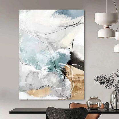 Soft Blue, Gray, and Line Abstract - Abstract Painting On Canvas DKH1337