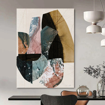 Geometric Collage of Earth Tones - Abstract Painting On Canvas CT2309