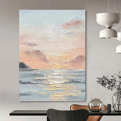 Pastel Sky and Sea - Impressionistic Sunset Painting On Canvas DKH1144