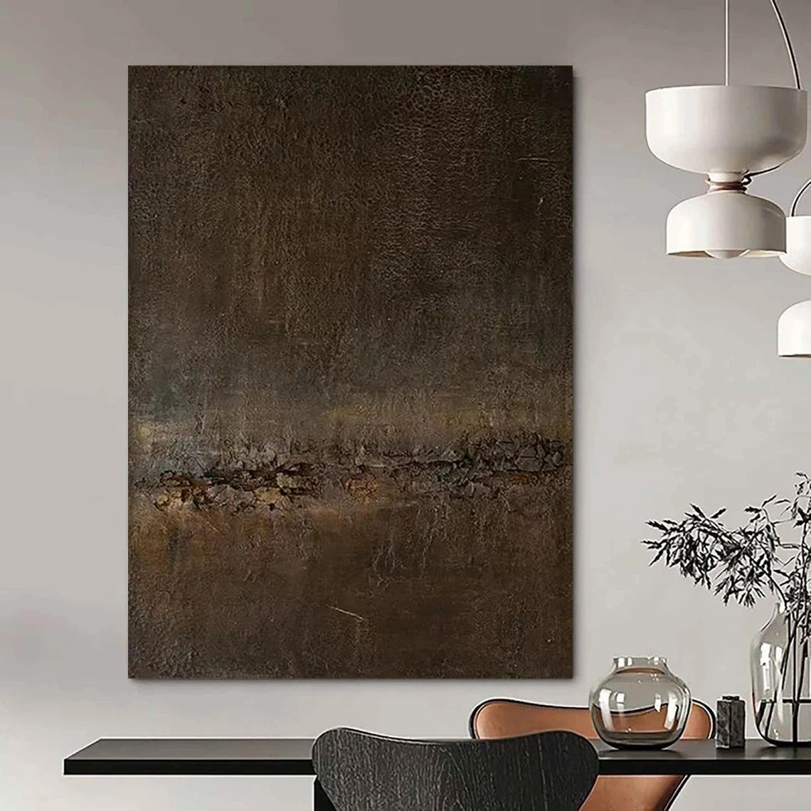 “Dark Textured Abstract” ，Abstract Textured Acrylic Painting CT0946