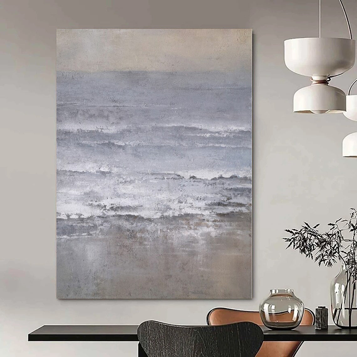 “Gray - White Abstract Seascapes” – Abstract Landscape Painting CT1161