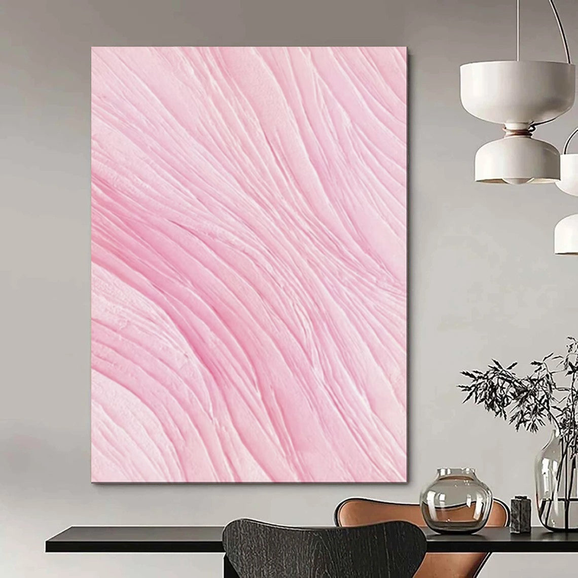 “Pink Textured Waves” - Abstract Textured Painting CT1979