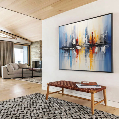 “Cityscape Reflection” Abstract Urban Landscape Painting On Canvas DLZ170
