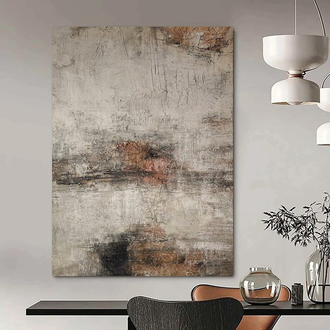 “Gray - Brown Cracked Textures” – Abstract Crackle Art CT0967
