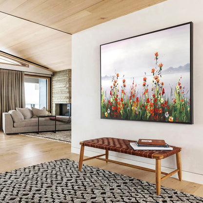 Wildflowers by the Lake - Impressionist Landscape Painting On Canvas DLZ189