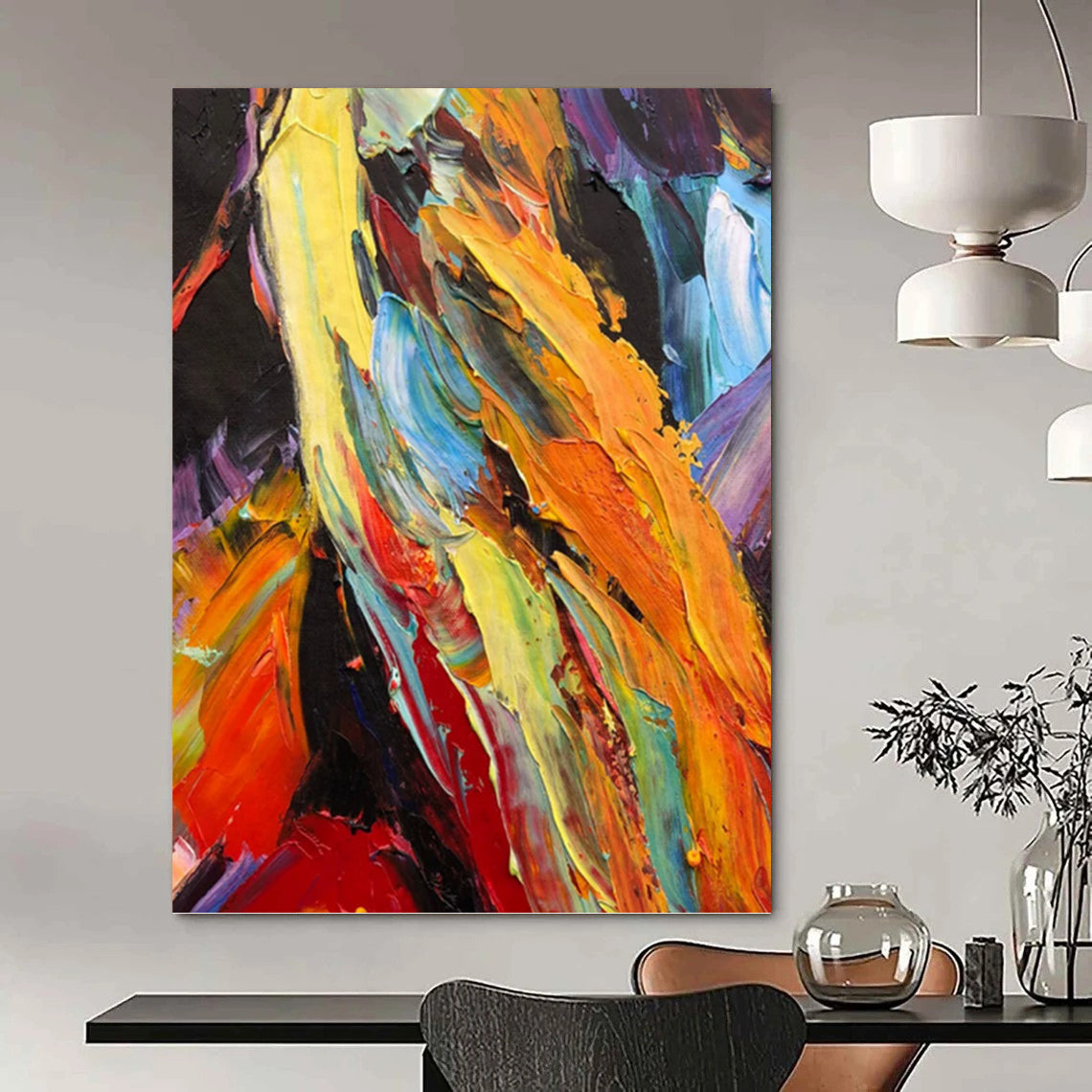Colorful Impasto Mountain - Abstract Landscape Painting On Canvas DKH1262