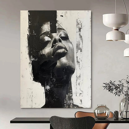 “Monochrome Abstract Portrait” - Abstract Portrait Painting On Canvas DTP139