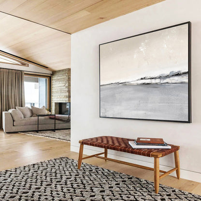 Monochromatic Coastal Abstract Minimalist Painting On Canvas DKH245