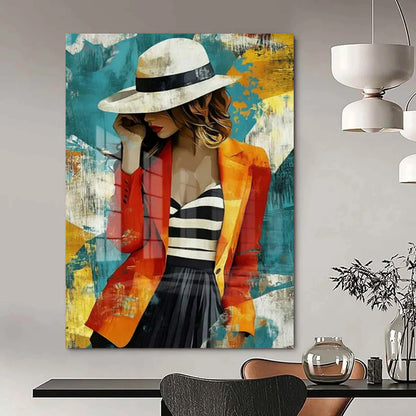 “Stylish Bohemian Lady” - Colorful Fashionable Lady Painting On Canvas CT2191