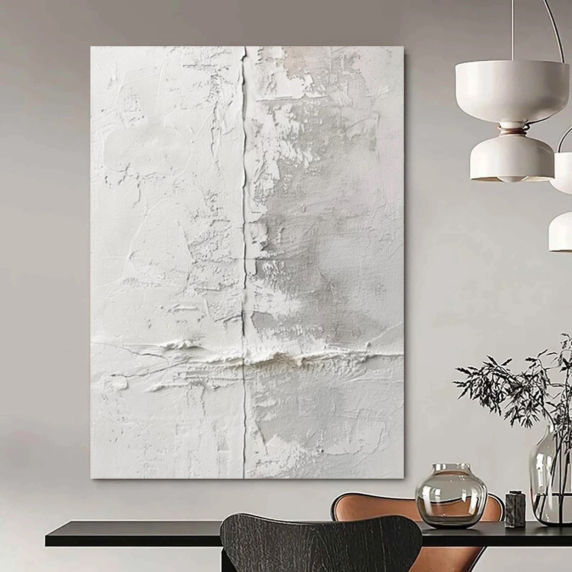 “White - Gray Textured Wall” – Minimalist Abstract Art CT1016