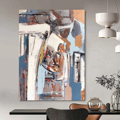 “Gray - Blue Abstract Forms” - Abstract Cubist - Style Painting On Canvas DTP041