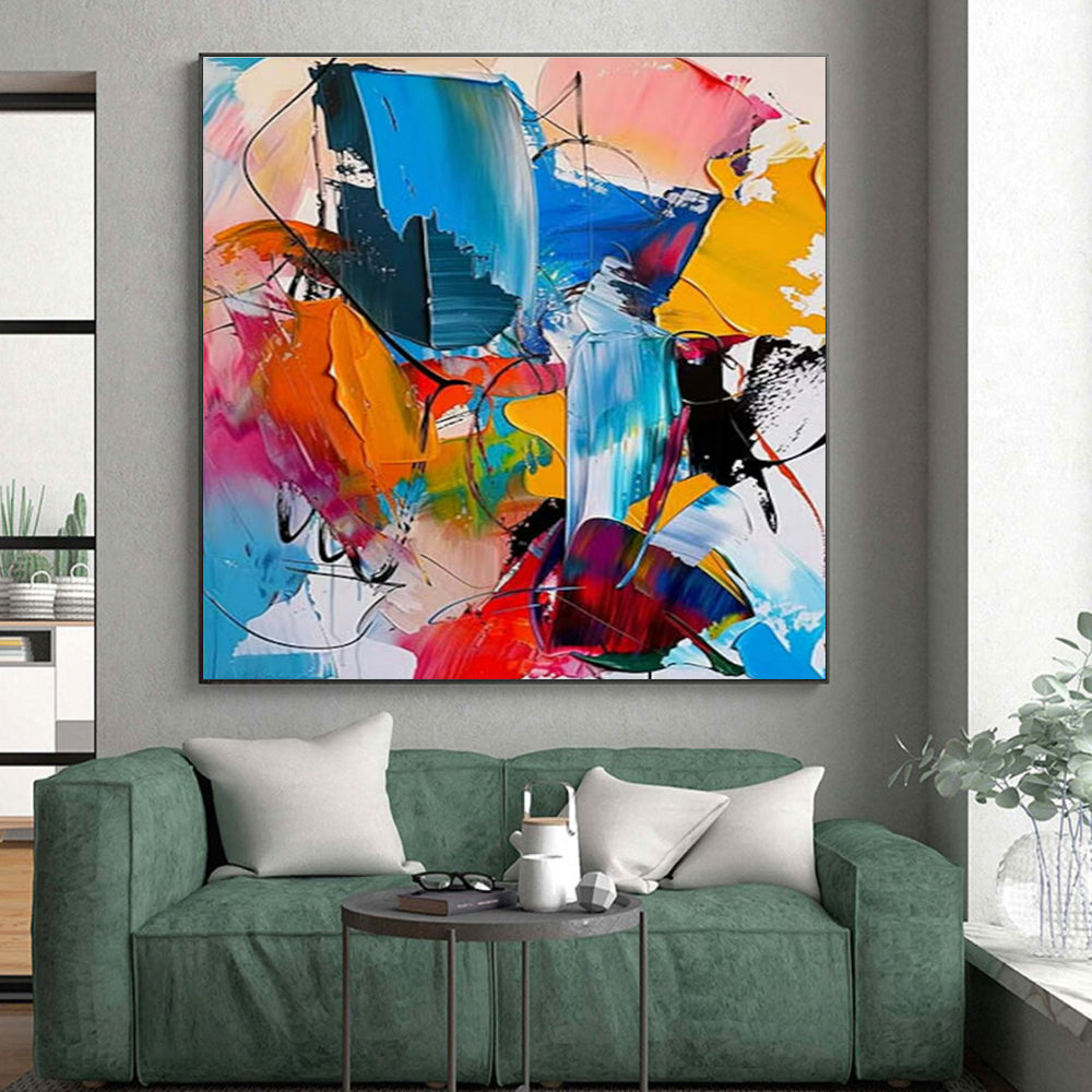 “Bold Color Blocks, Dynamic Lines” - “Urban Rhythm”，Abstract Acrylic Painting CT0689