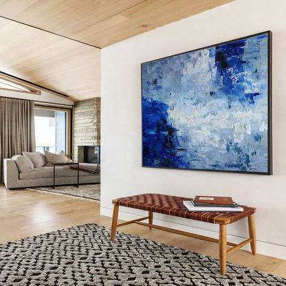 “Blue - Gray Abstract Textures” - Impressionistic Abstract Painting On Canvas DKH851