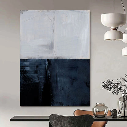 “Dual - Toned Abstract Divide” - Gray and Black Abstract Painting On Canvas DTP206