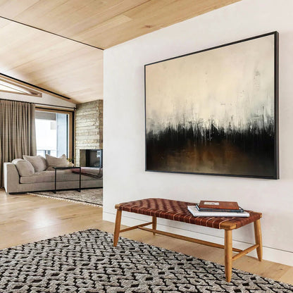 Monochromatic Abstract - Muted Tones and Dripping Effects Painting On Canvas DKH048