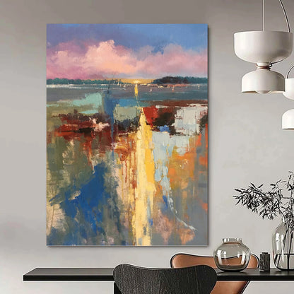 “Sunset Harbor Impasto” - Colorful Impressionistic Harbor Scene Painting On Canvas DKH1578