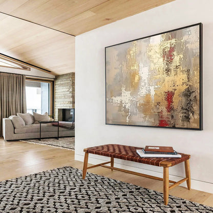 “Gold, Gray, Abstract ‘Elegant Textures’” - Textured Abstract Painting On Canvas DLZ045