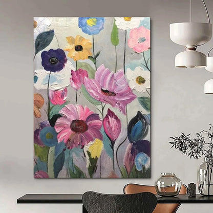 “Repetitive Colorful Blooms” – Textured Floral Oil CT2099