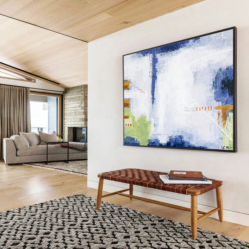 “Blue - Green Abstract Layers” Abstract Acrylic Painting On Canvas DKH555