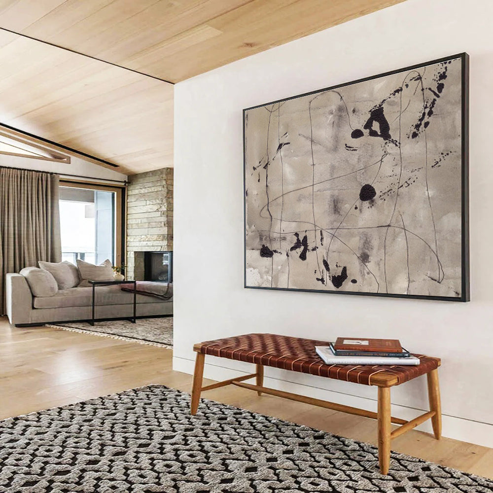 “Ink - Like Abstract Lines” Abstract Ink - Inspired Painting On Canvas DKH446