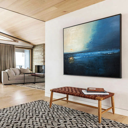 Moody Coastal Sunset - Impressionistic Seascape Painting On Canvas DKH647