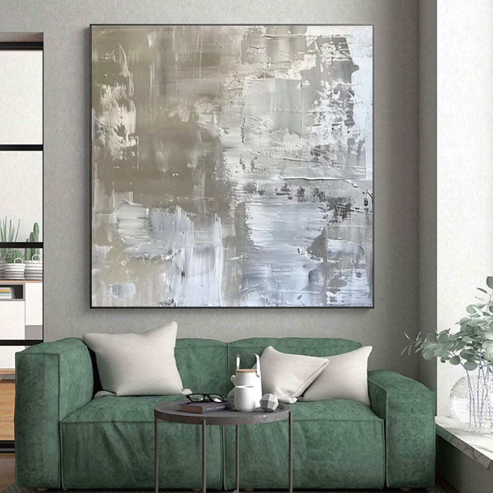 “Gray - White Abstract Textures” ，Abstract Acrylic Painting CT0852