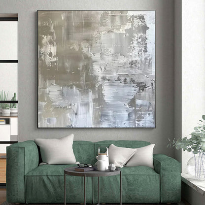 “Gray - White Abstract Textures” ，Abstract Acrylic Painting CT0852