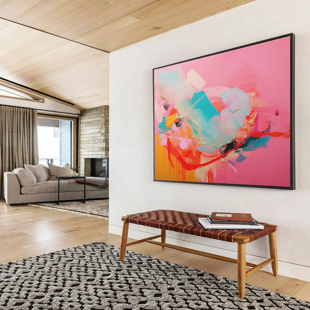 “Pink - Dominant Color Burst” Abstract Acrylic Painting On Canvas DKH502