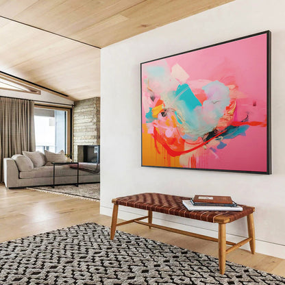“Pink - Dominant Color Burst” Abstract Acrylic Painting On Canvas DKH502