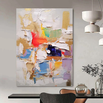 “Color - Blocked Impasto Abstraction” - Bold Abstract Painting On Canvas DKH1057