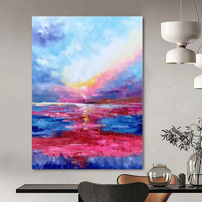 Vibrant Sunset Seascape - Impressionist Oil On Canvas CT1318