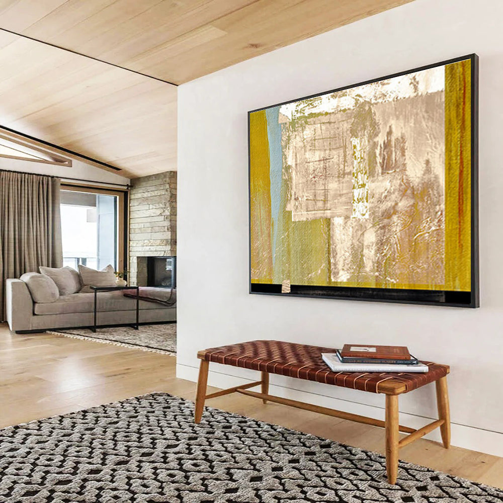 “Earthy Tones Abstract Collage” Abstract Mixed - Media Painting On Canvas DKH393