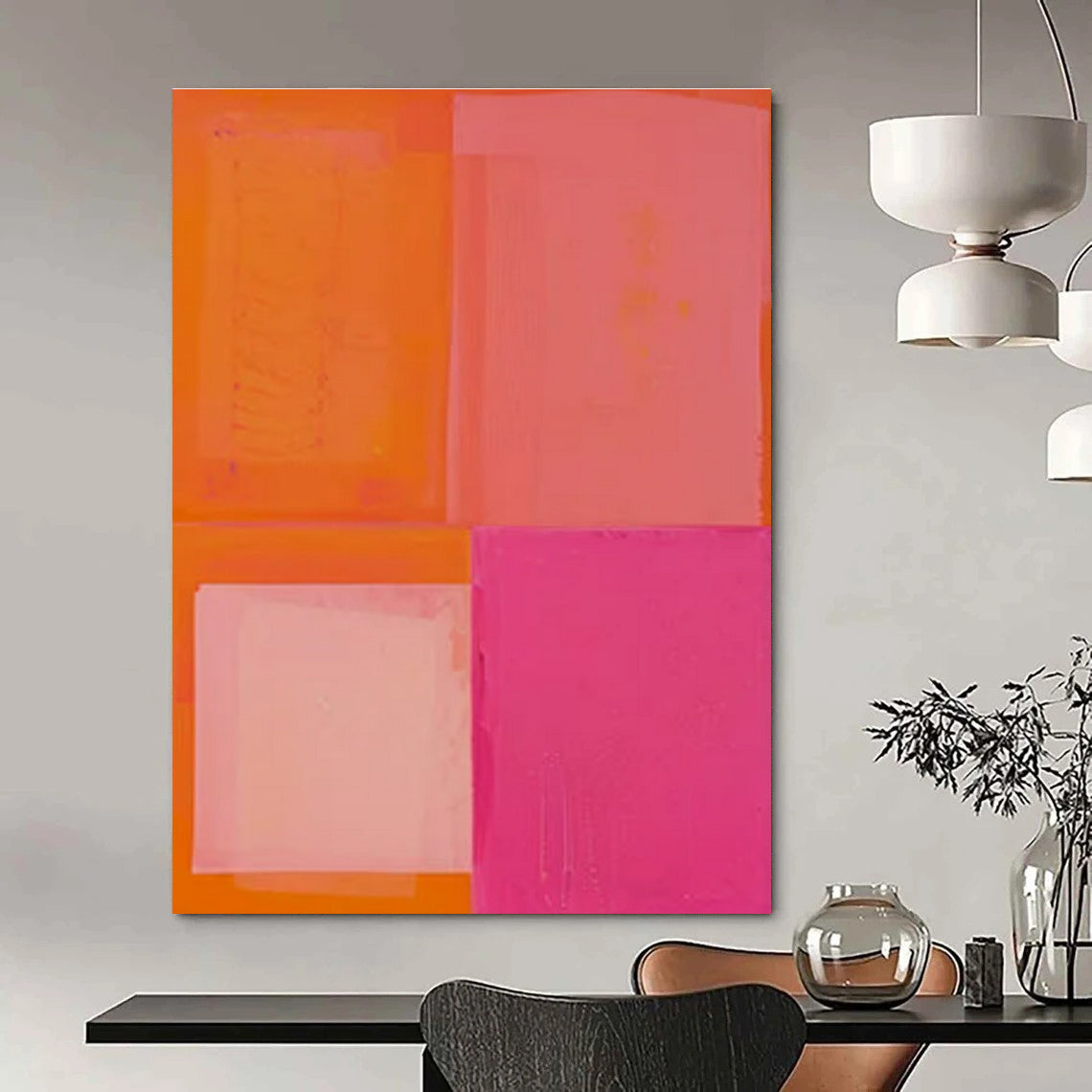 Orange & Pink Textured Squares - "Sunset Squares" - Abstract Textured Painting CT1481