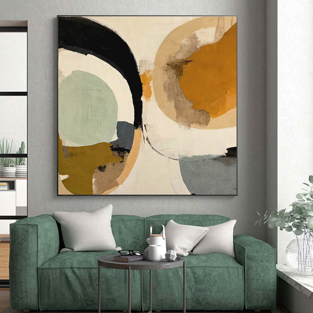Circular Shapes in Warm Tones, “Sunny Circles” - Abstract Geometric Acrylic Painting CT0741