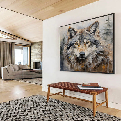 “Textured Wolf Portrait” Animal Painting On Canvas DLZ078