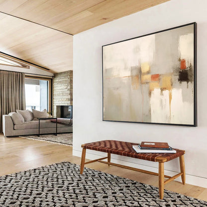 “Neutral Tones: Subtle Geometry” Minimalist Abstract Painting On Canvas DKH348