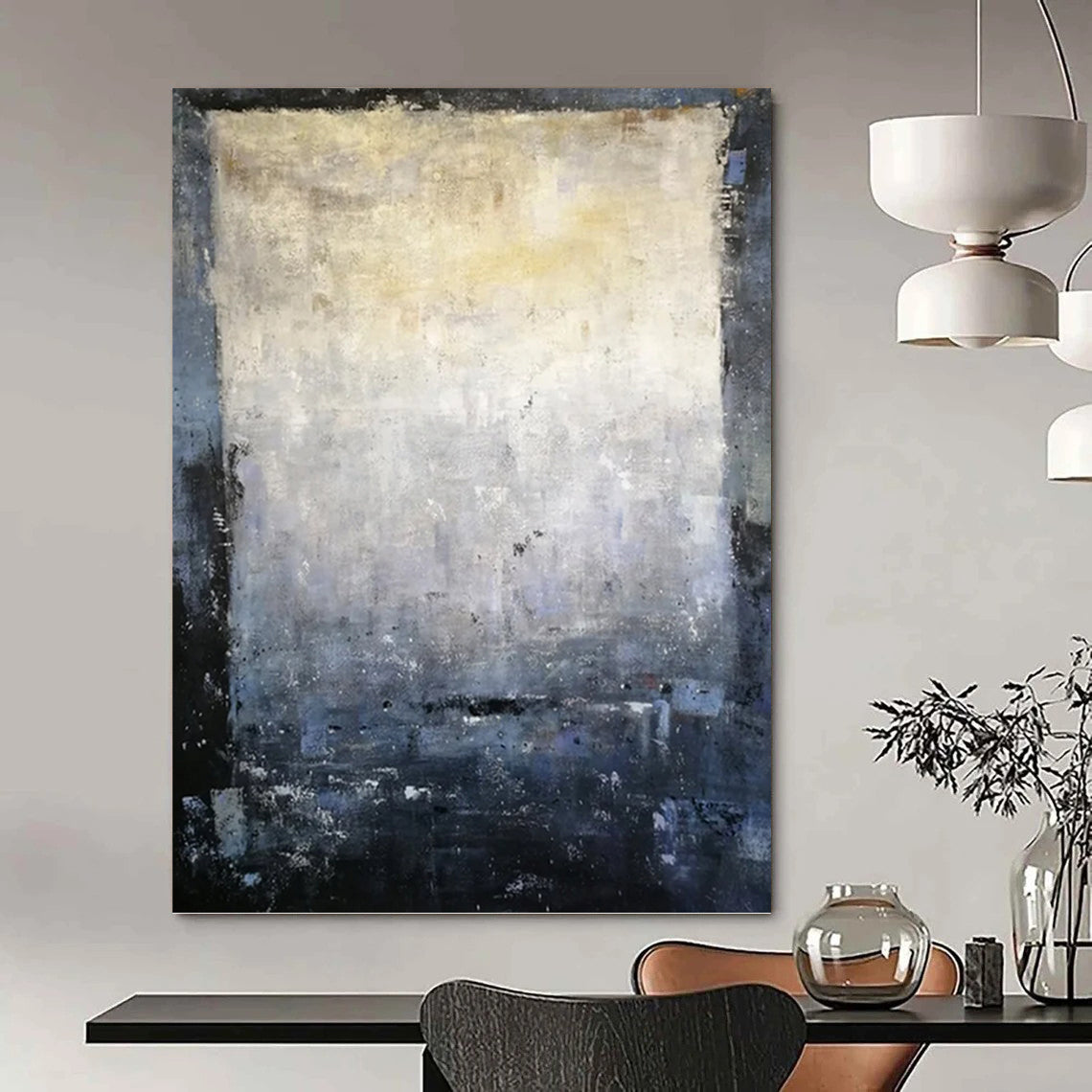 “Shadowed Minimalism” - Gray & Black Abstract Textured Painting On Canvas DKH1577