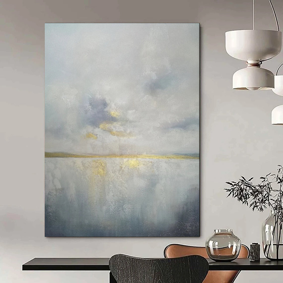 “Gilded Horizon: Abstract Sea & Sky” - Textured Mixed - Media on Canvas CT1903