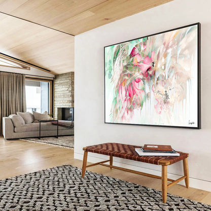 “Pastel Floral Cascade” Watercolor - Style Floral Painting On Canvas DKH534