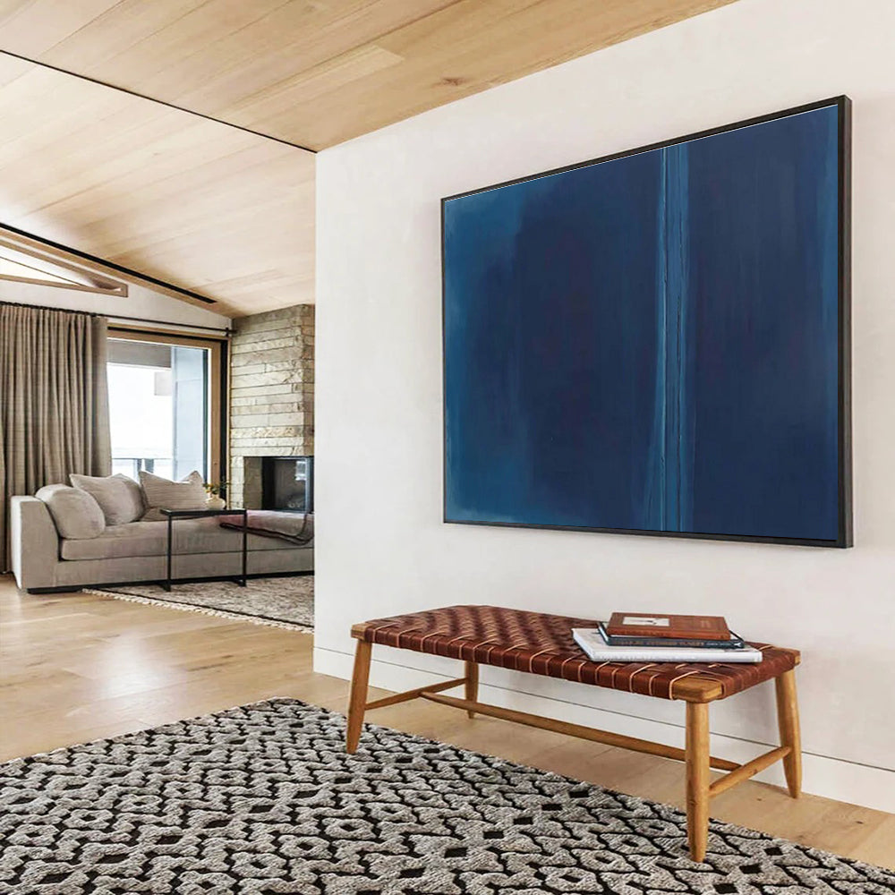 Monochromatic Blue Abstract “Deep Blue Serenity” Painting On Canvas DKH099