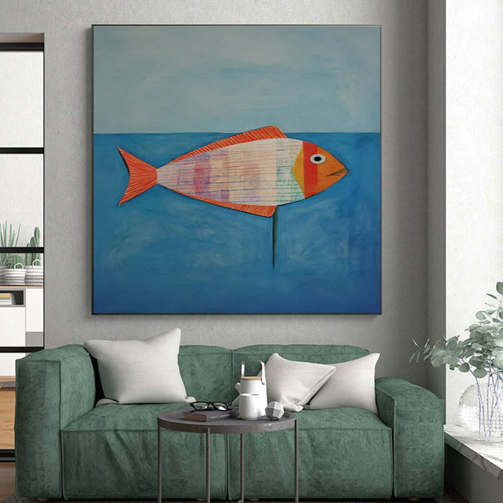 “Colorful Collage Fish: Whimsical Mixed - Media Art” ，Whimsical Mixed - Media Fish Art CT0876