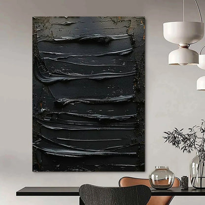 “Textured Black Abstract” - Abstract Painting On Canvas CT2356