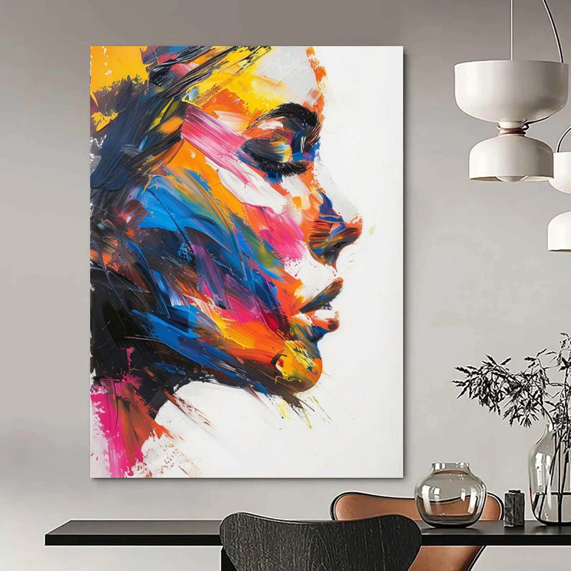 “Colorful Abstract Portrait” - Expressionist Portrait Painting On Canvas DTP089